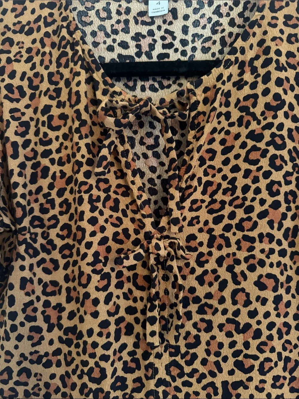 J Crew Brown Leopard Print Peplum Tie Top Size 4